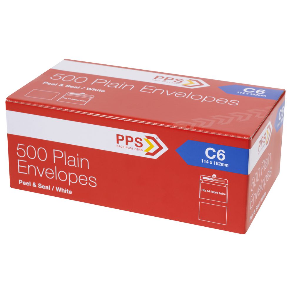 PPS Plainface C6 Envelopes White 500 Pack