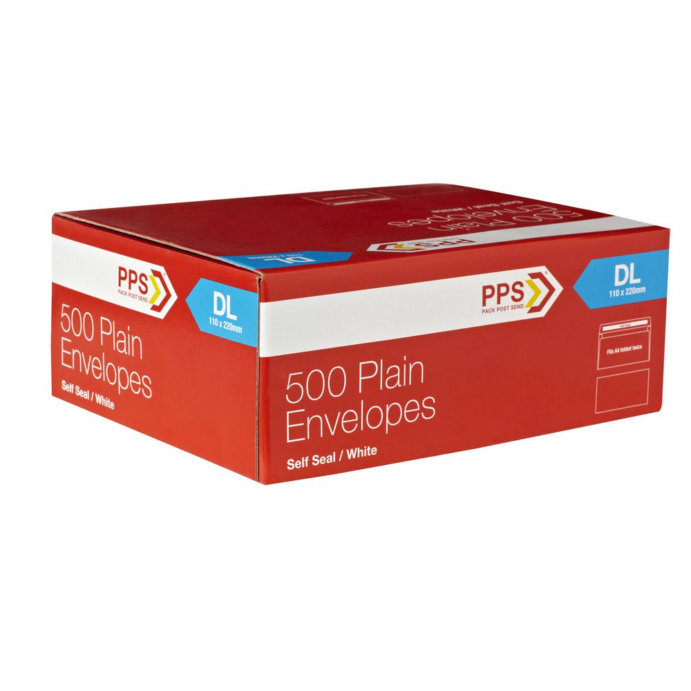 PPS Plainface DL White Envelopes 500 Pack
