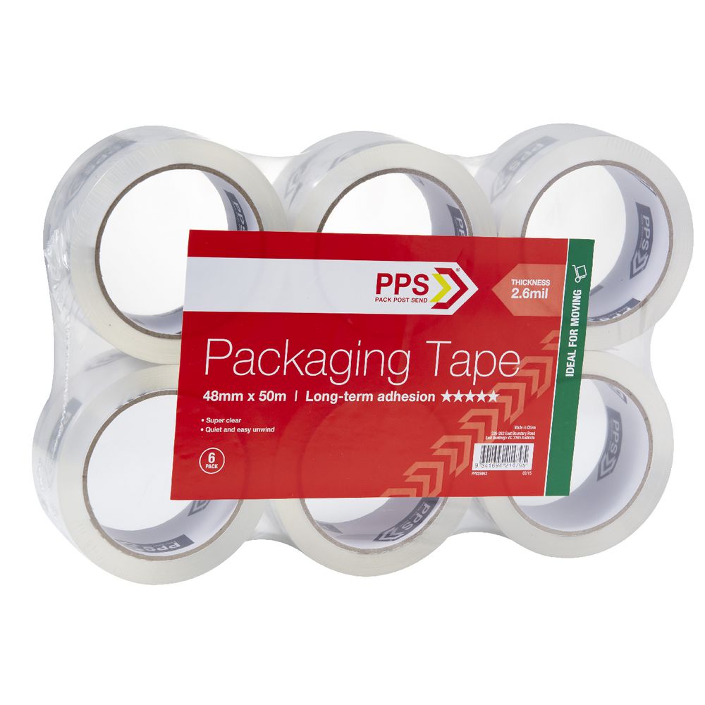 PPS Move 48mm x 50m Clear Packaging Tape 6 Pack