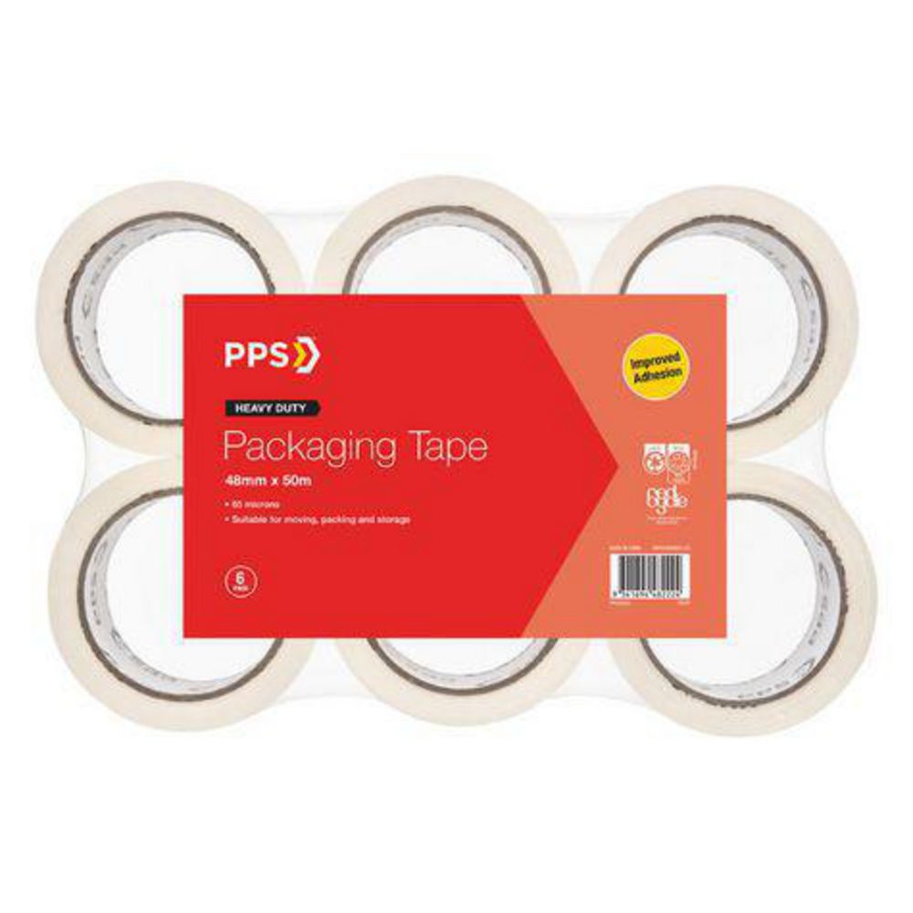 PPS Move 48mm x 50m Clear Packaging Tape 6 Pack