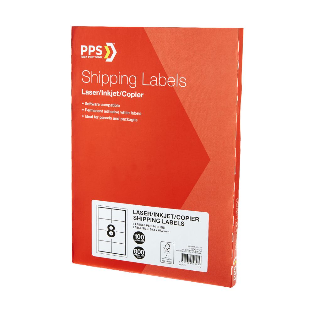PPS Mailing Labels 8 UP 100 Pack