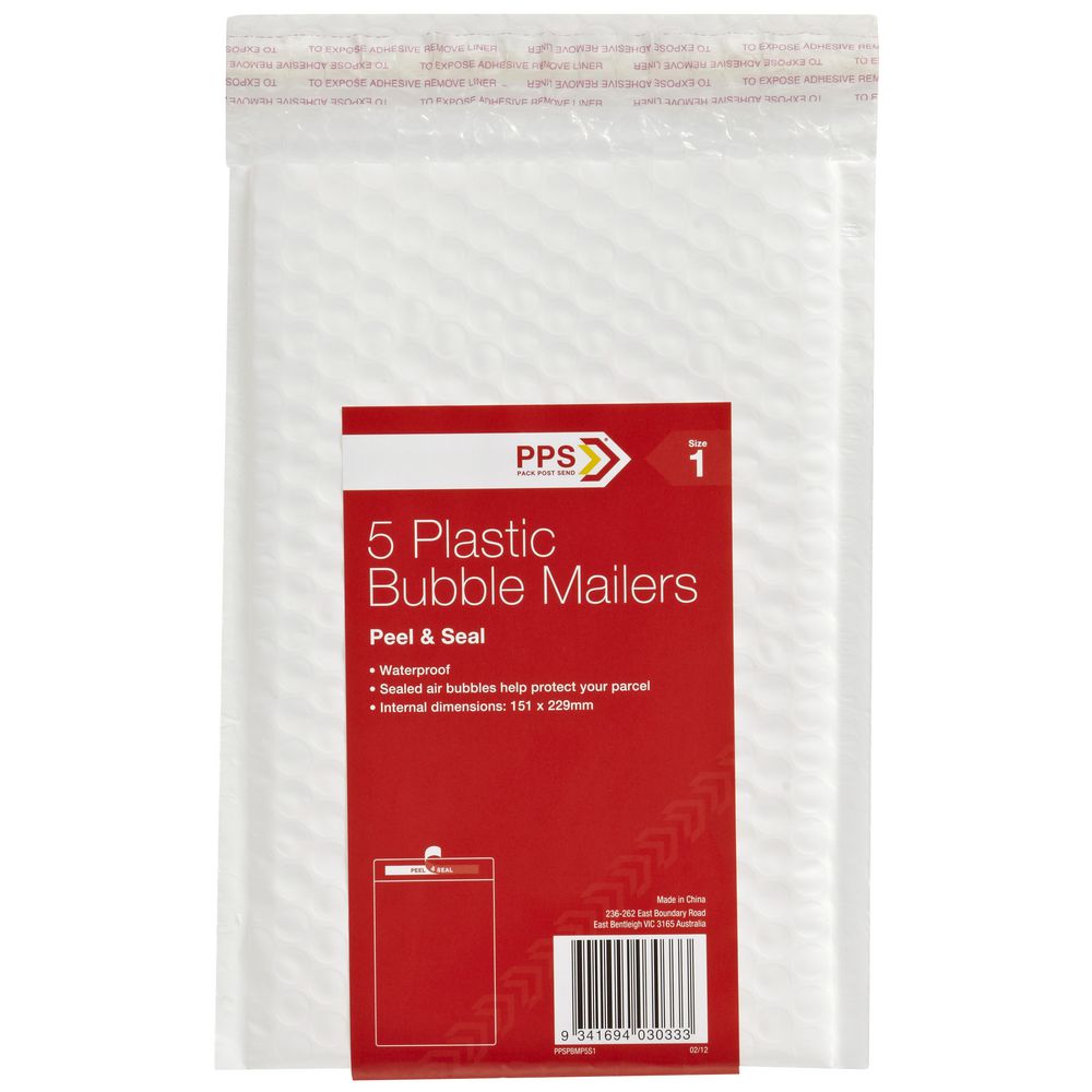PPS Size 1 Plastic Bubble Mailer 32 Pack