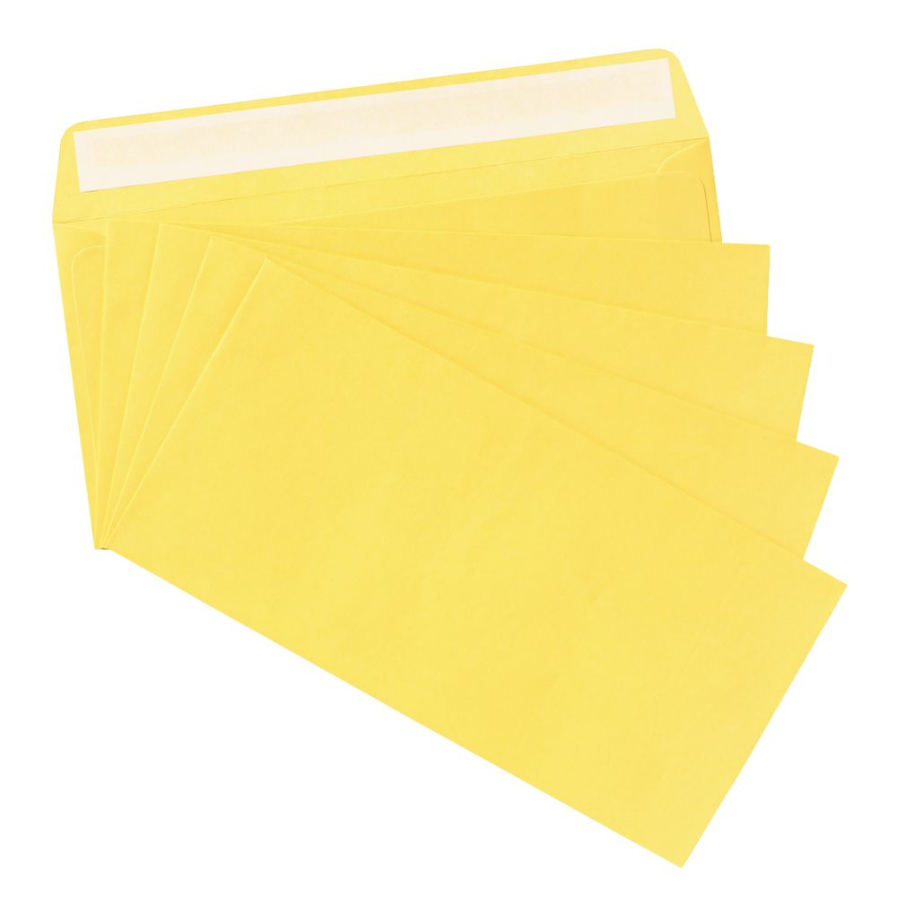 PPS DL Printed Coloured Envelopes Vibrant Yellow 10 Pack