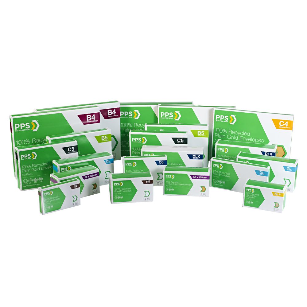 PPS DLX Plain Faced 100% Recycled Envelopes 100 Pack