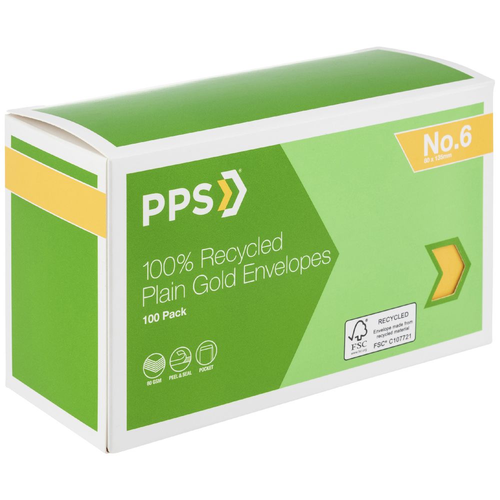 PPS Size 6 Manila Seed 100% Recycled Envelopes 100 Pack