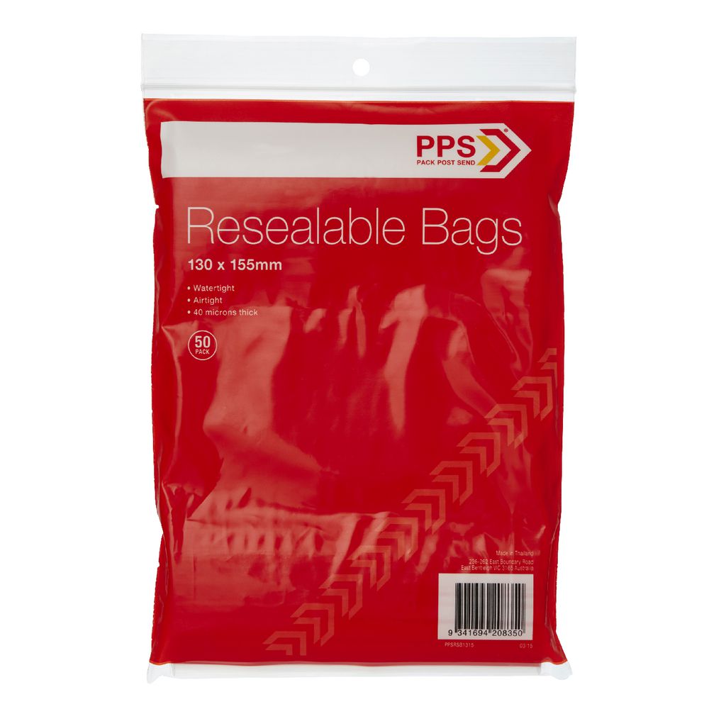 PPS 130 x 155mm Resealable Bags 50 Pack