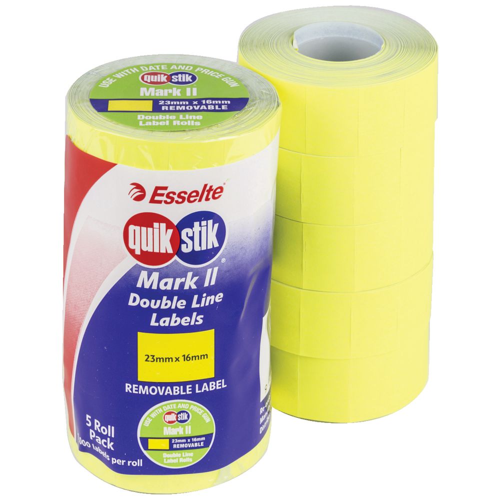 QuikStik Mark II Fluro Yellow Removable Labels 5000 Pack