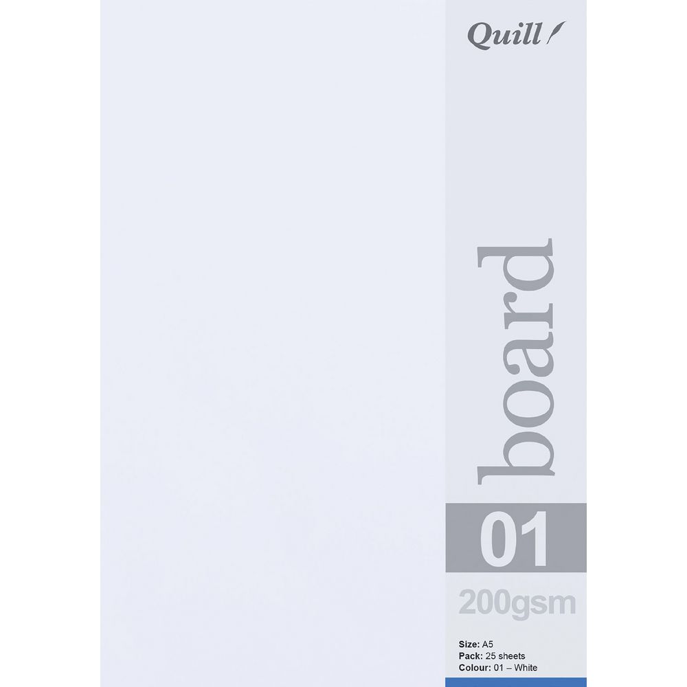 Quill A5 200gsm Board White 25 Pack