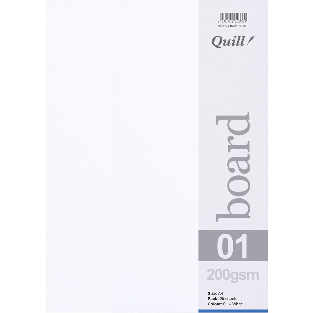 Quill A4 200gsm Board White 25 Pack
