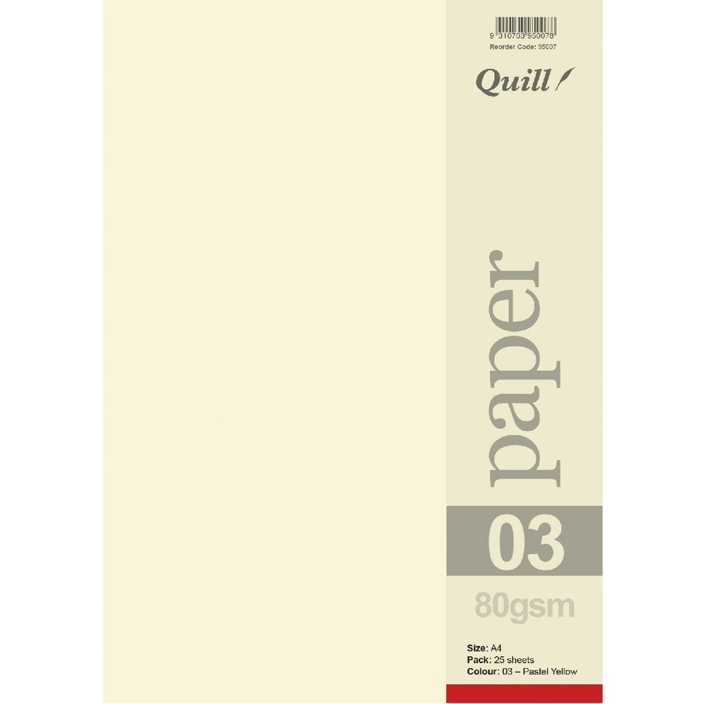 Quill A4 80gsm Paper Pastel Yellow 25 Pack