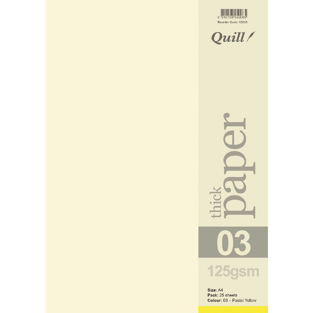 Quill A4 125gsm Paper Pastel Yellow 25 Pack
