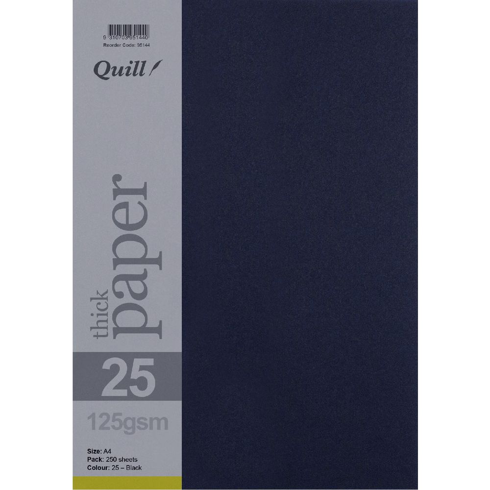 Quill A4 125gsm Paper Black 250 Pack Officeworks