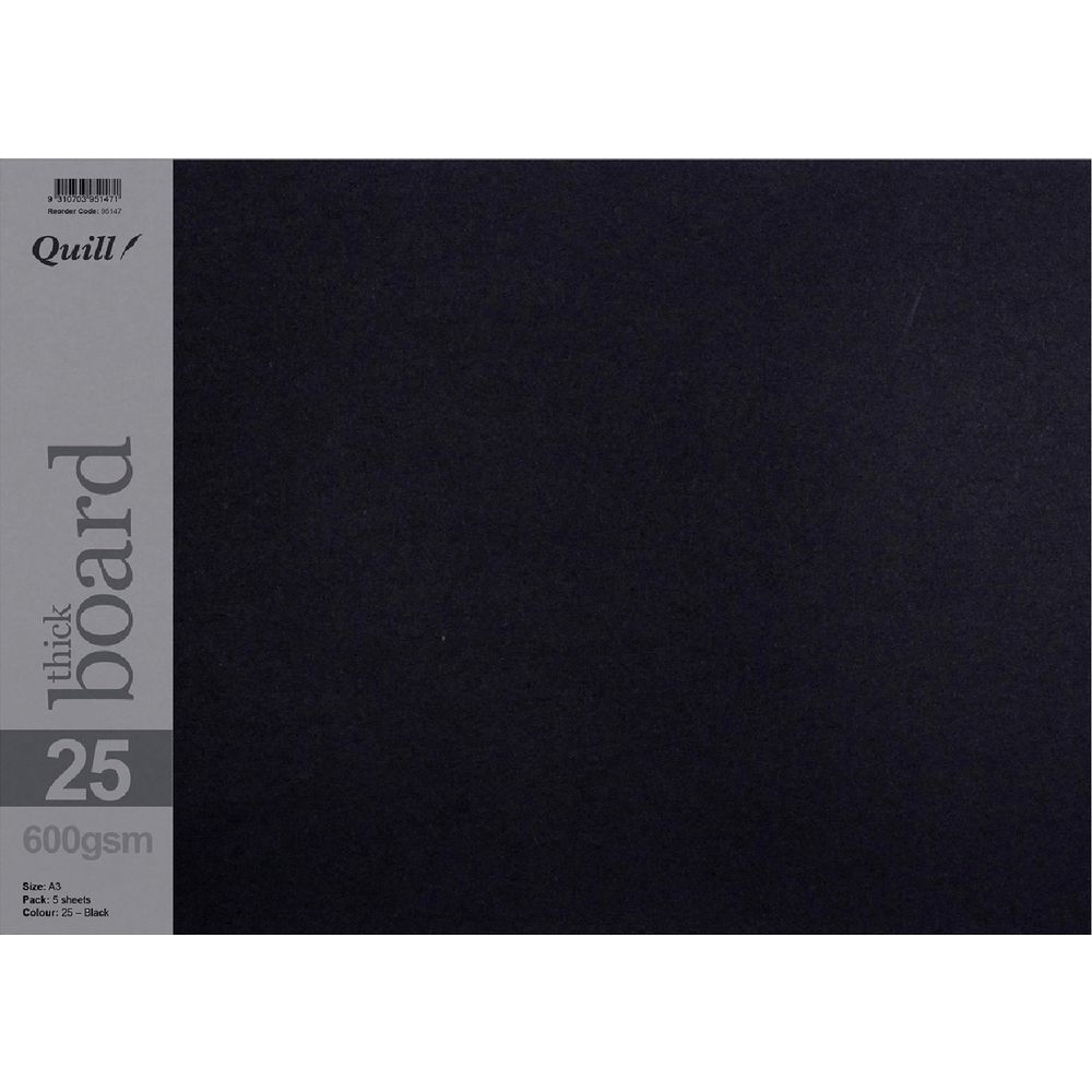 Quill A3 600gsm Board Black 5 Pack