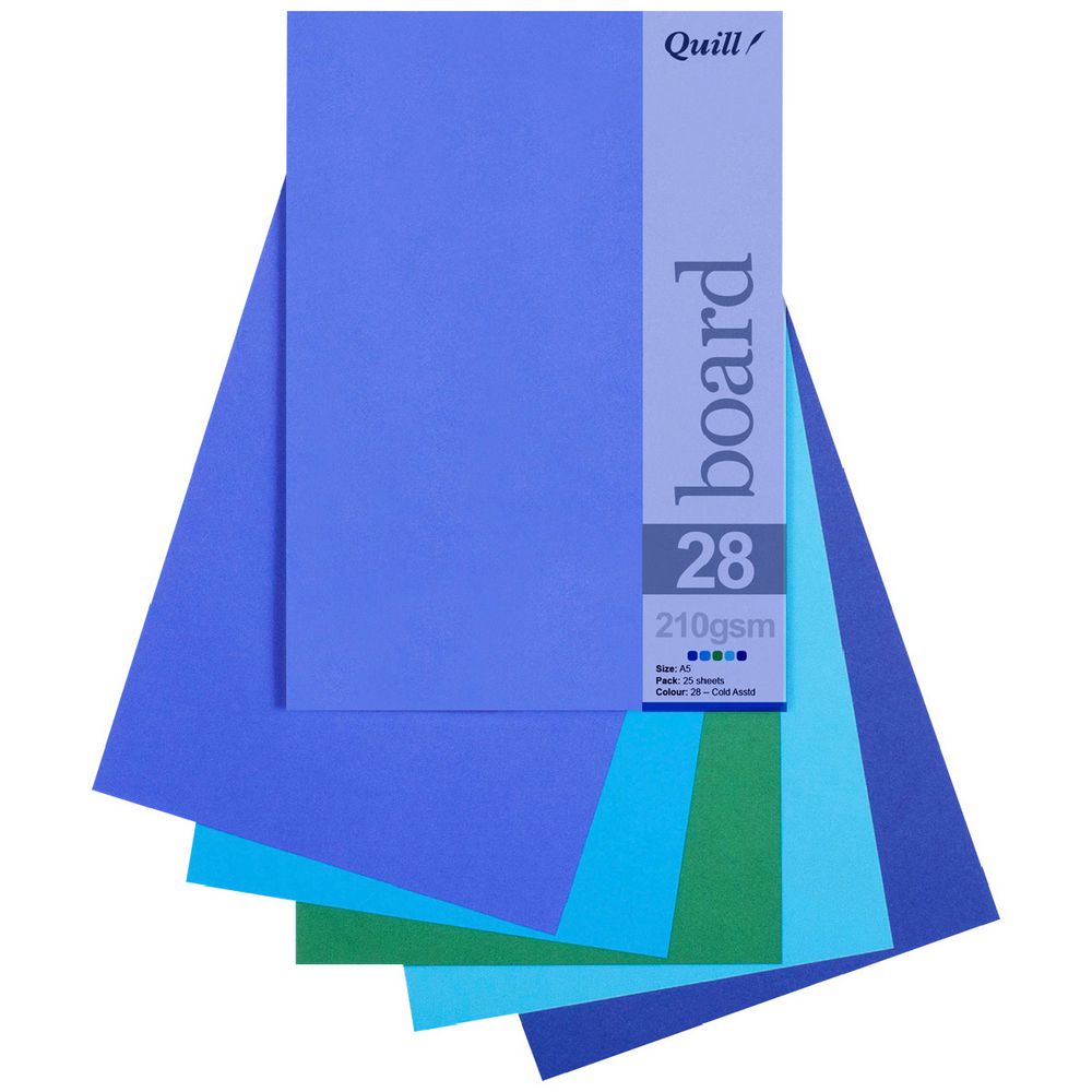 Quill A5 210gsm Board Cold Assorted 25 Pack