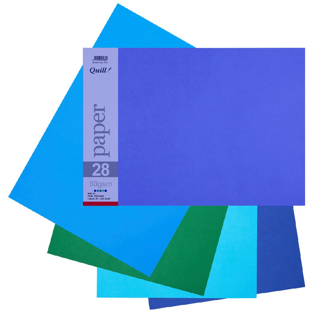 Quill A3 Paper Cold Assorted 150 Pack