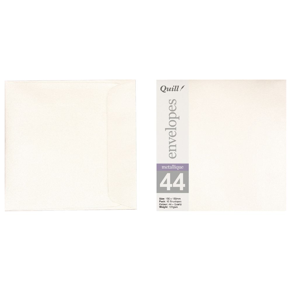 Quill 150mm Square Envelopes Metallique Quartz 10 Pack