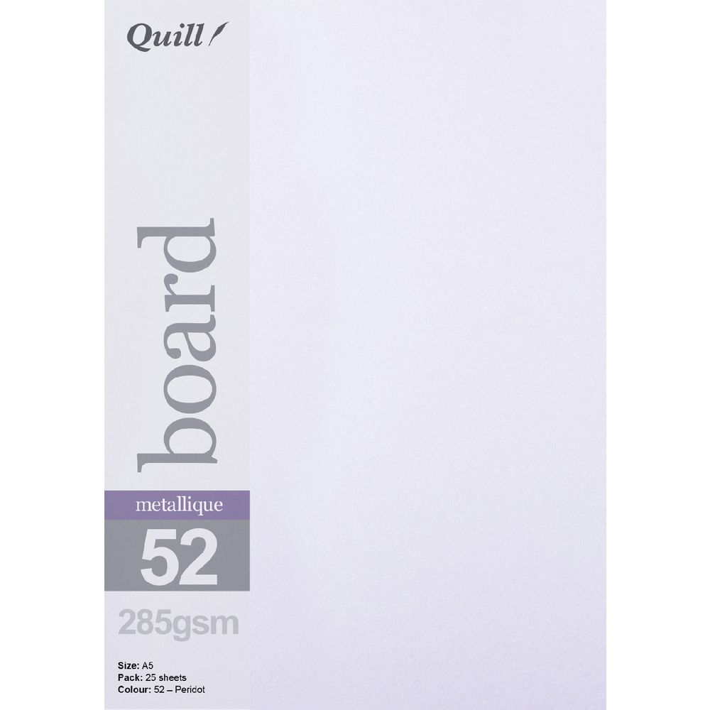 Quill A5 285gsm Metallique Board Peridot 25 Pack