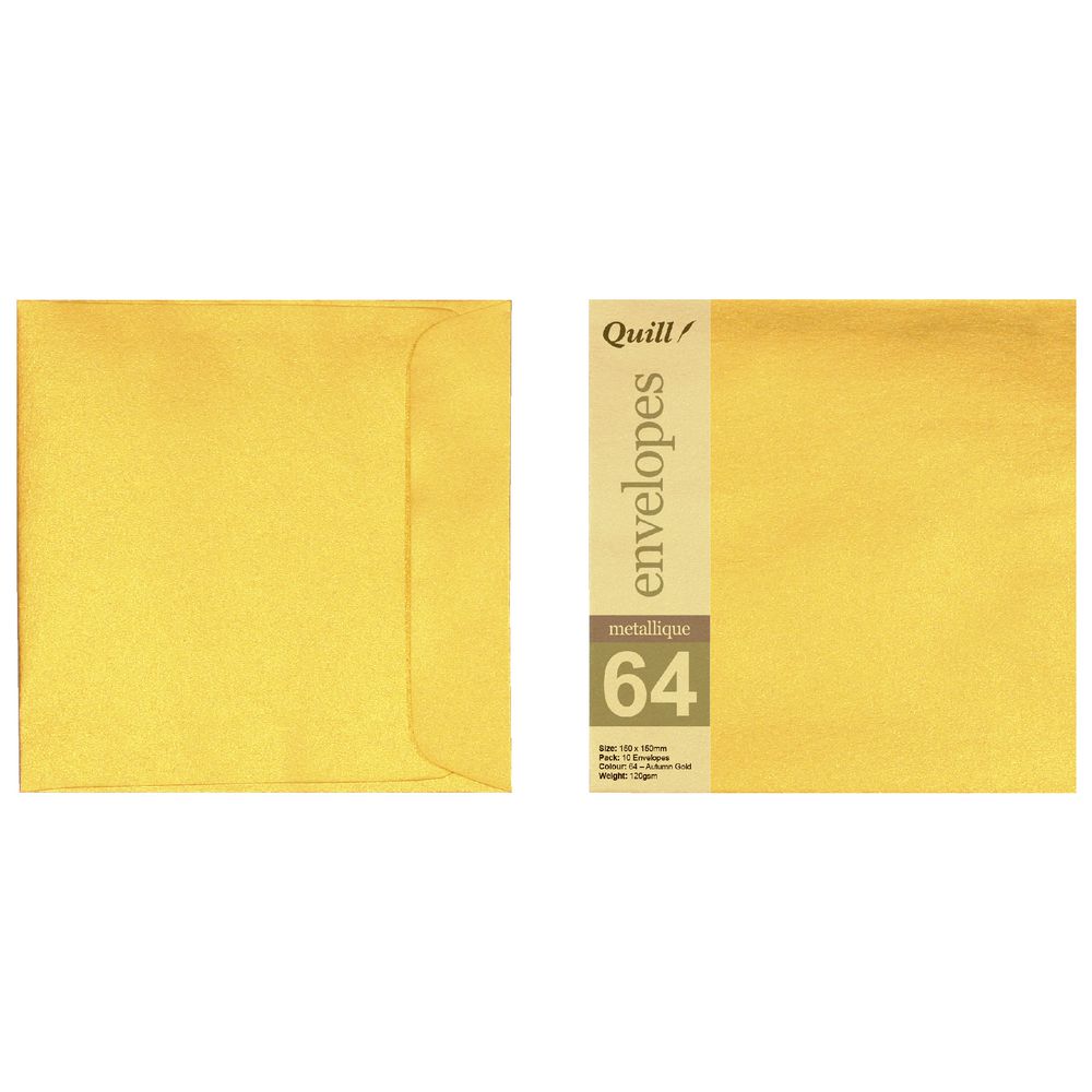 Quill 150mm Square Envelopes Metallique Antique Gold 10 Pack