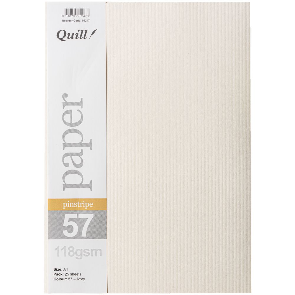 Quill A4 118gsm Pinstripe Paper Ivory 25 Pack