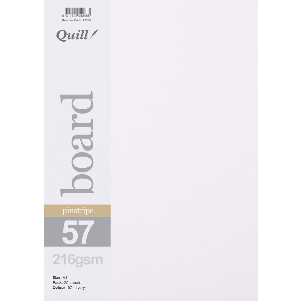 Quill A4 220gsm Pinstripe Board Ivory 25 Pack