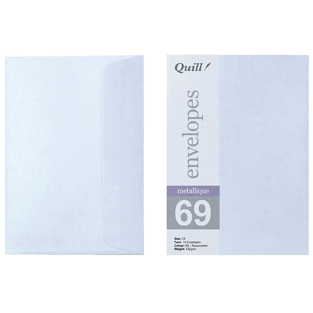 Quill C6 Envelopes Metallique Aquamarine 10 Pack