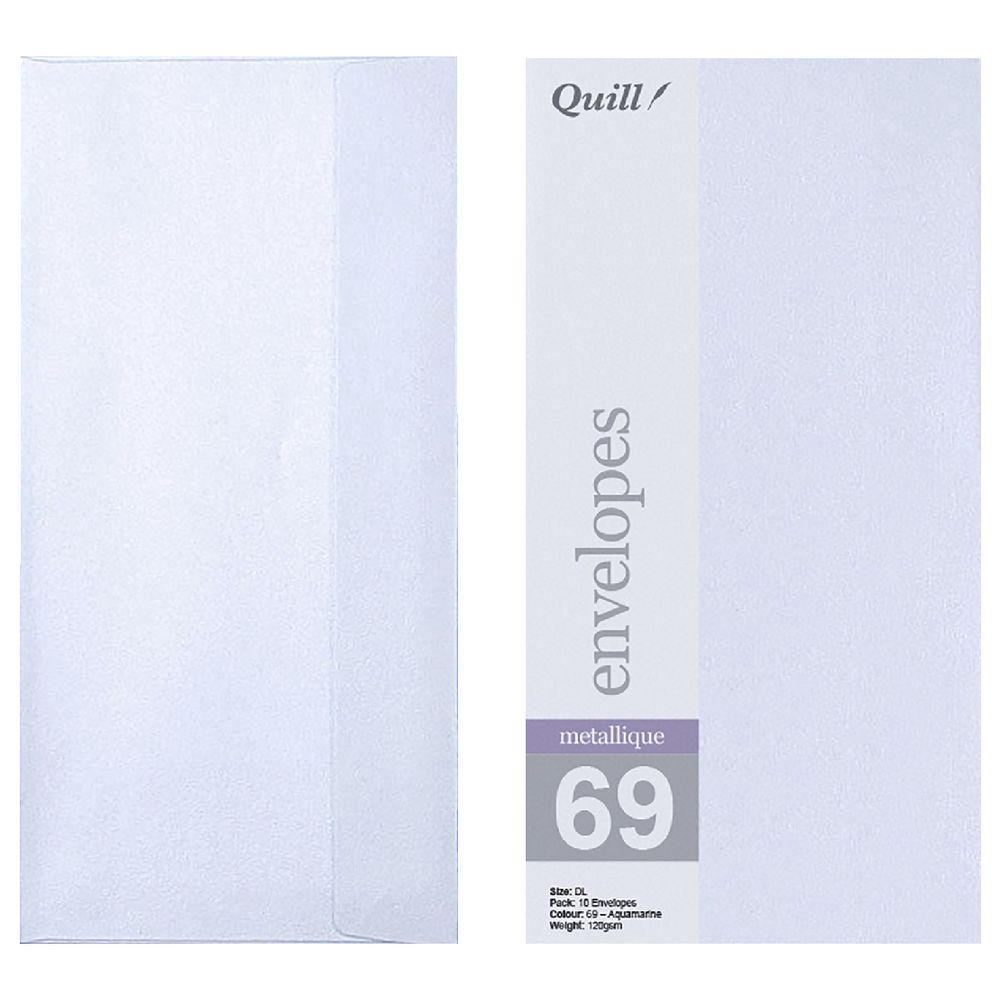 Quill DL Envelopes Metallique Aquamarine 10 Pack