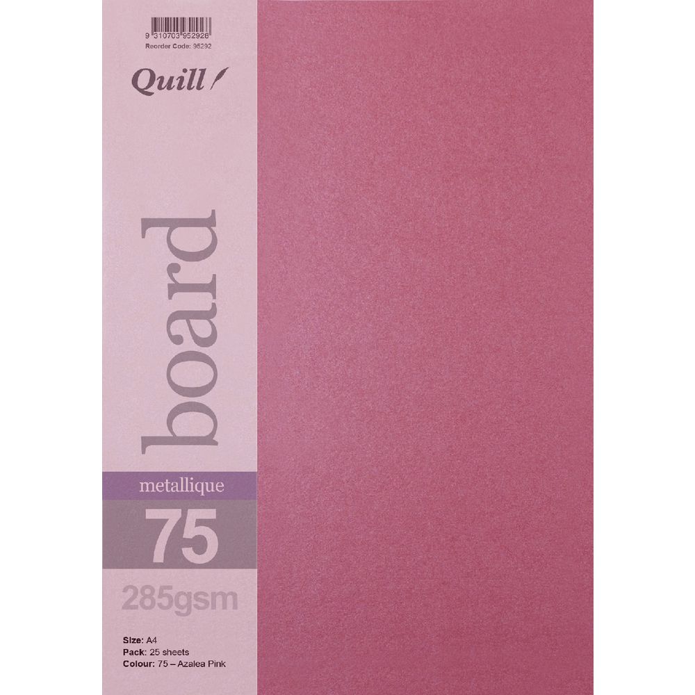 Quill A4 285gsm Metallique Board Azalea Pink 25 Pack