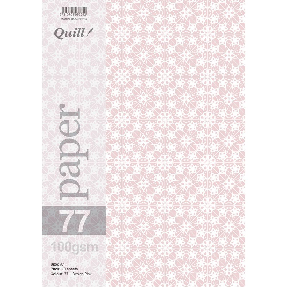 Quill A4 Design Paper Pink 10 Pack