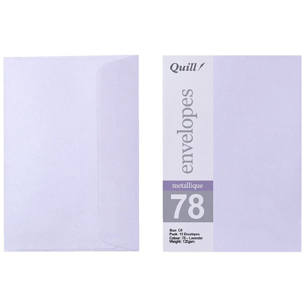 Quill C6 Envelopes Metallique Lavender 10 Pack