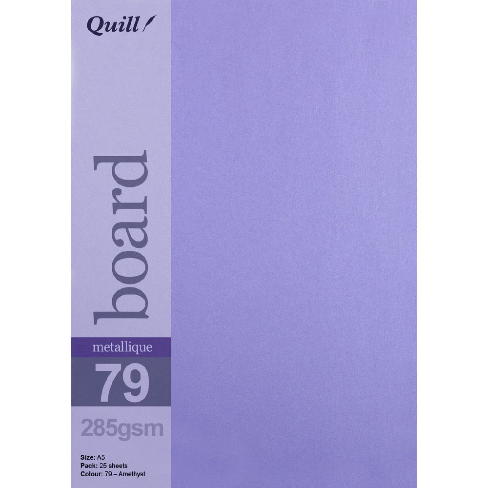 Quill A5 285gsm Metallique Board Amethyst 25 Pack
