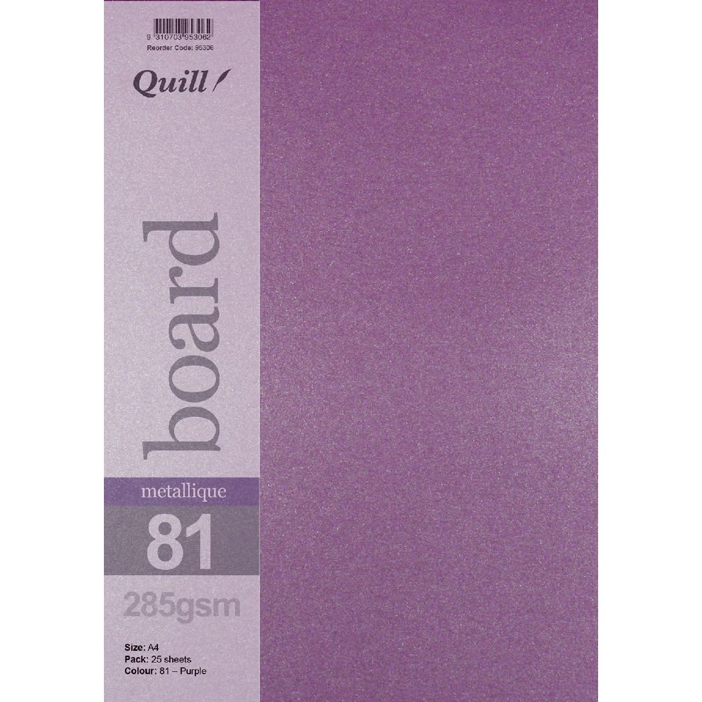 Quill A4 285gsm Metallique Board Purple 25 Pack