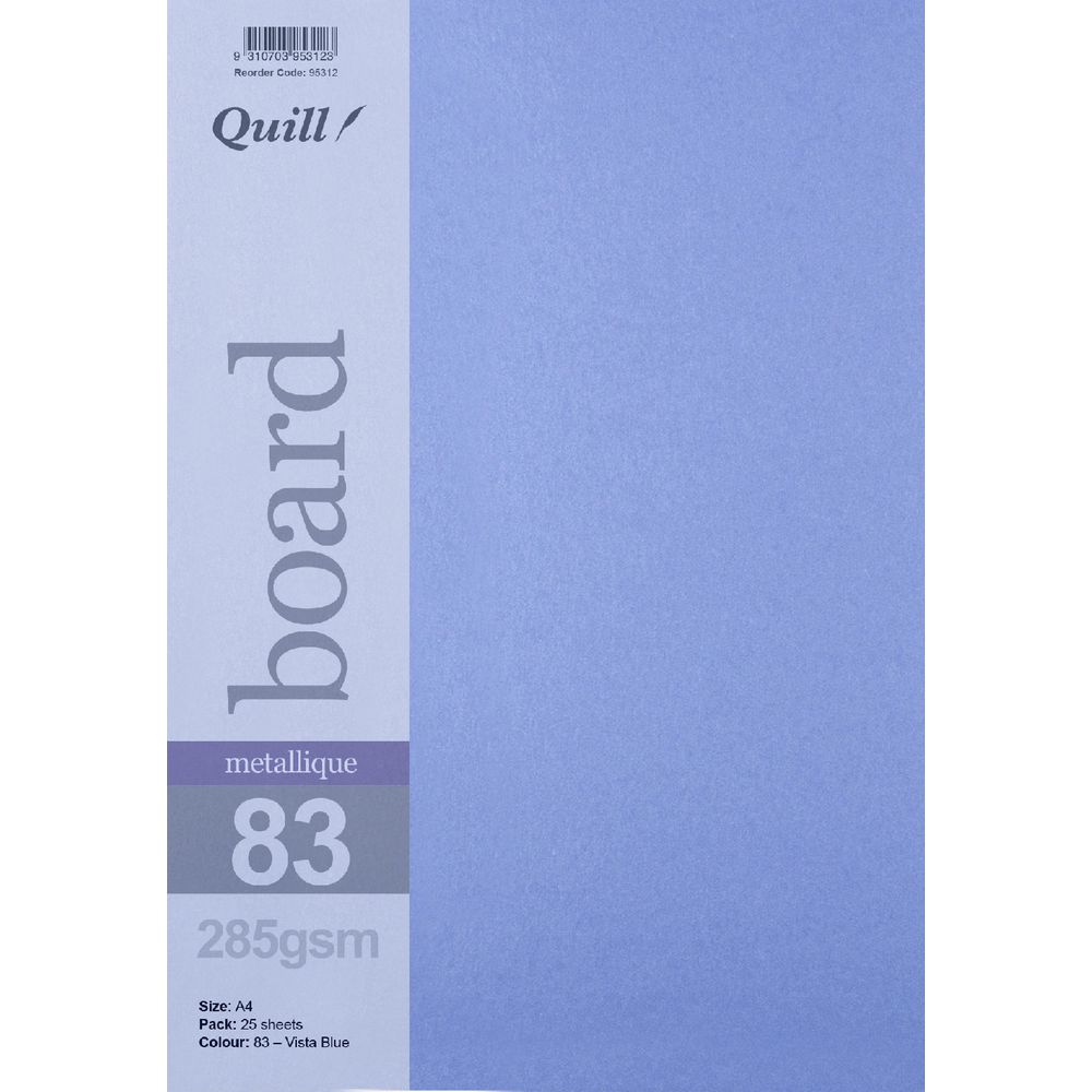 Quill A4 285gsm Metallique Board Vista Blue 25 Pack