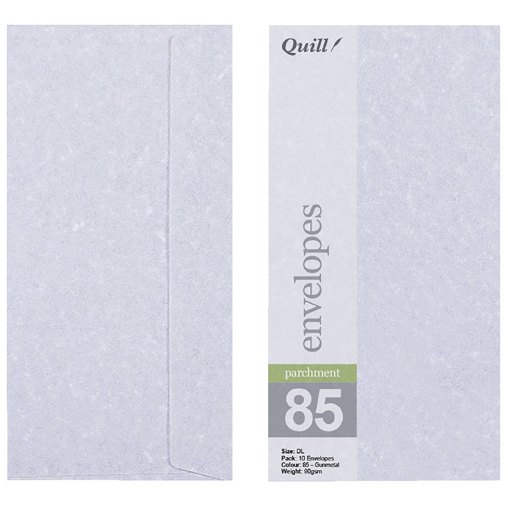 Quill Wallet DL Envelope Gunmetal 10 Pack