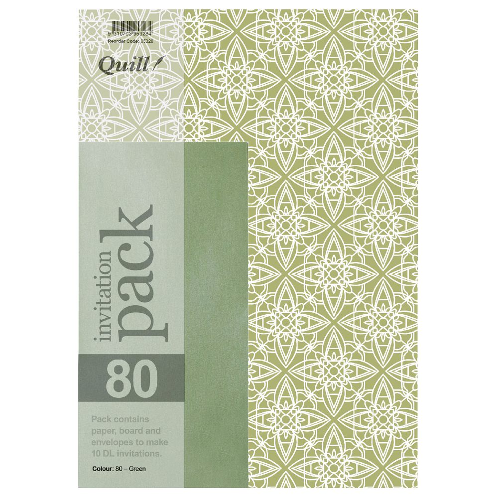 Quill A4 Invitations Green 25 Pack