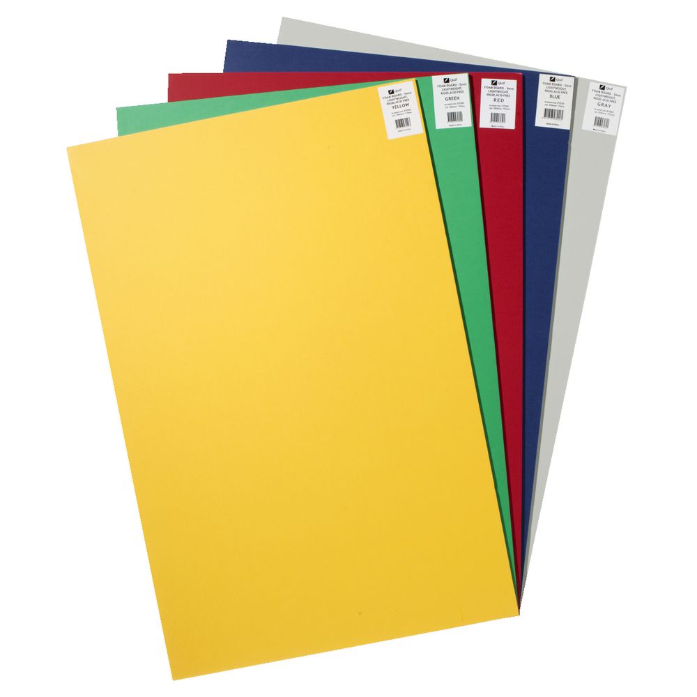 Quill Foam Board 5mm 550 x 770 mm Assorted Colours 5 Pack