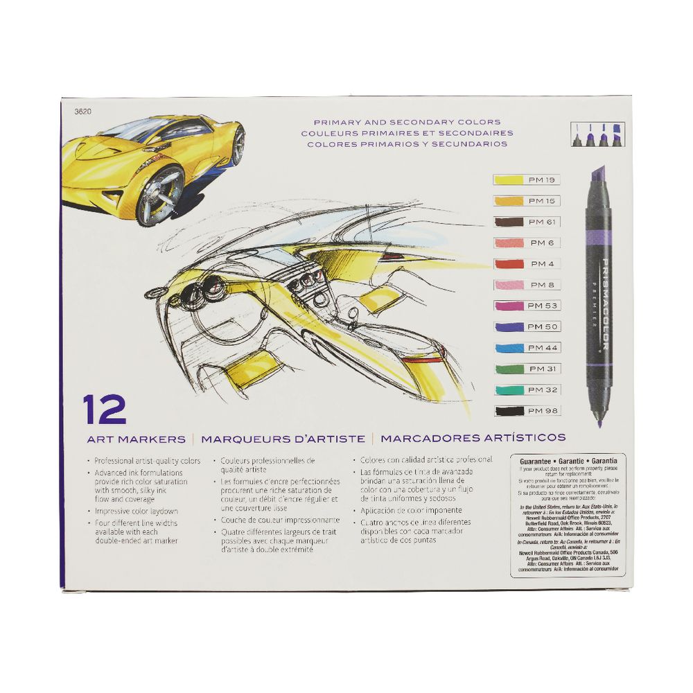 Prismacolor Art Markers Primary and Secondary Colours 12 Pack