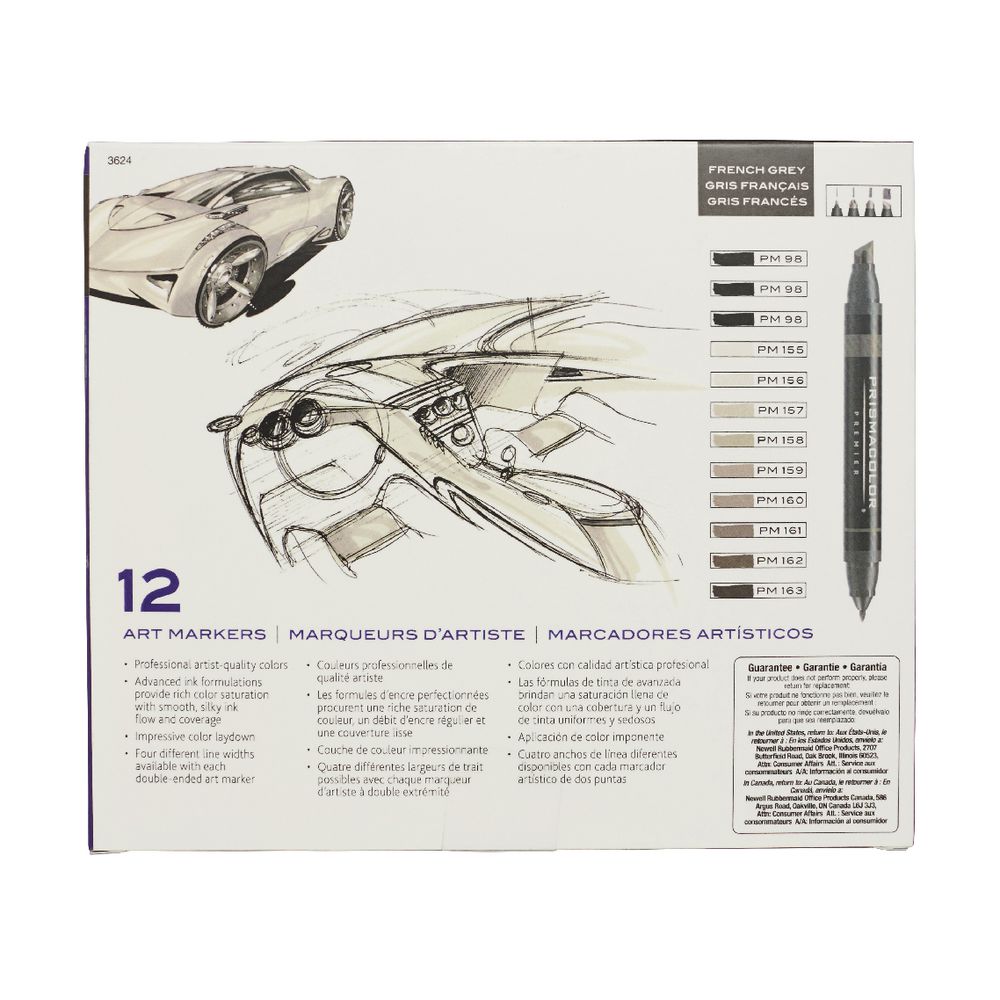 Prismacolor Art Markers French Grey 12 Pack