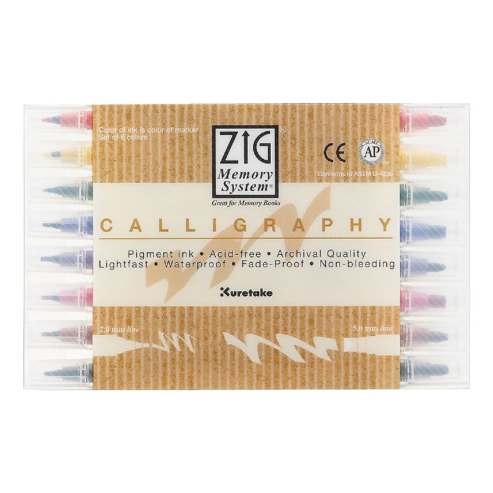 ZIG Calligraphy Markers Assorted 8 Pack