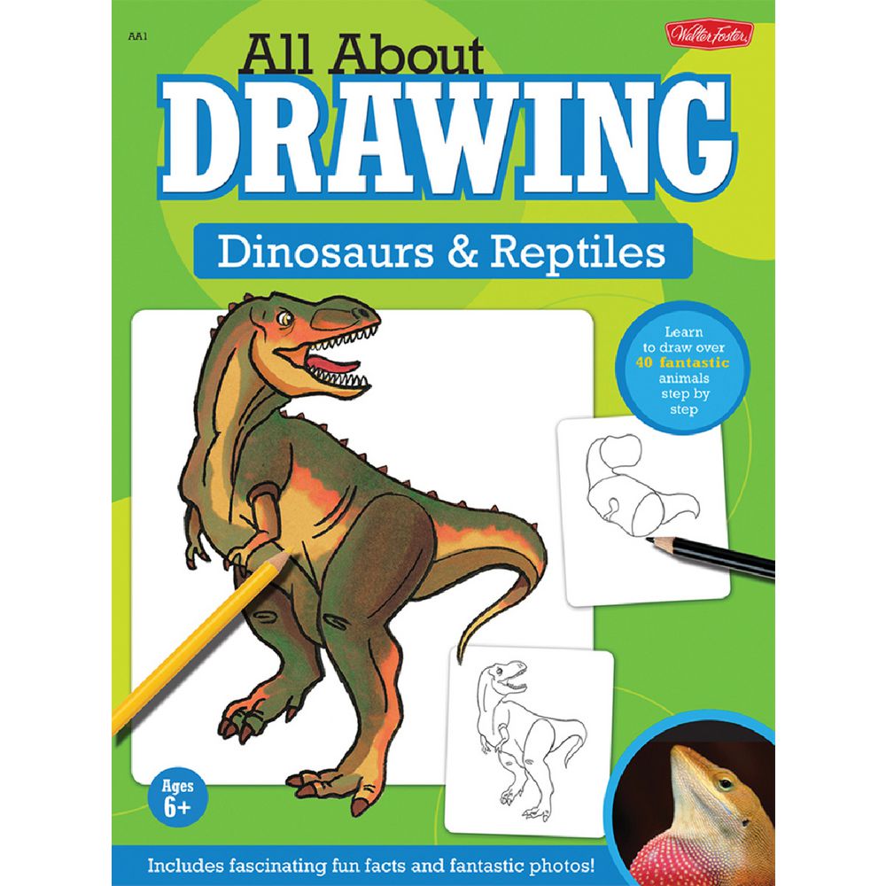 Walter Foster Jr All About Drawing Book Dinosaurs/Reptiles