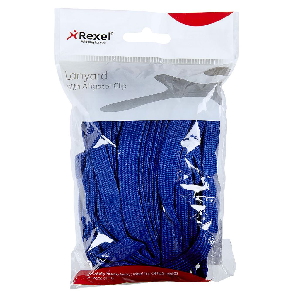 Rexel Flat Style Lanyards Blue 10 Pack