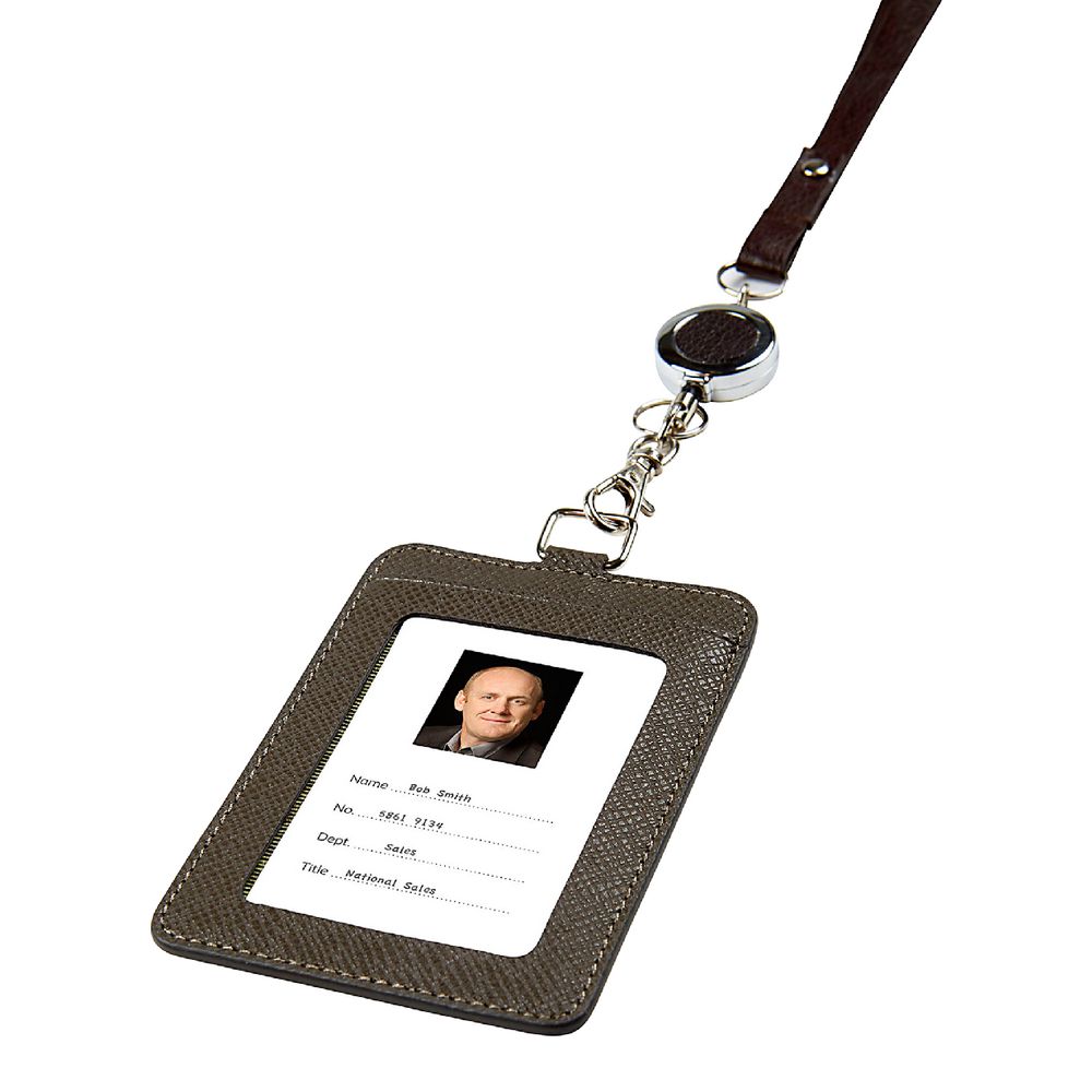 Rexel Leatherette Card Holder Portrait Brown Officeworks