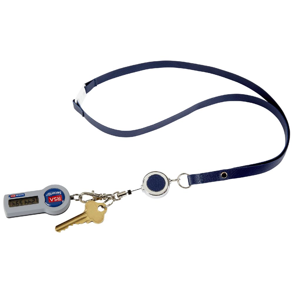 Rexel Leatherette Breakaway Lanyard Navy Blue