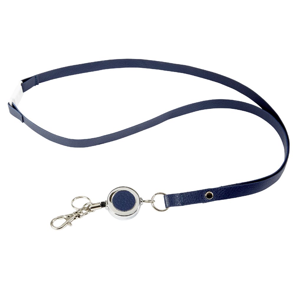 Rexel Leatherette Breakaway Lanyard Navy Blue