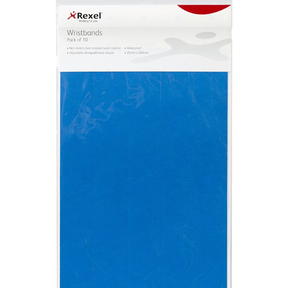 Rexel Wrist Bands Blue 10 Pack