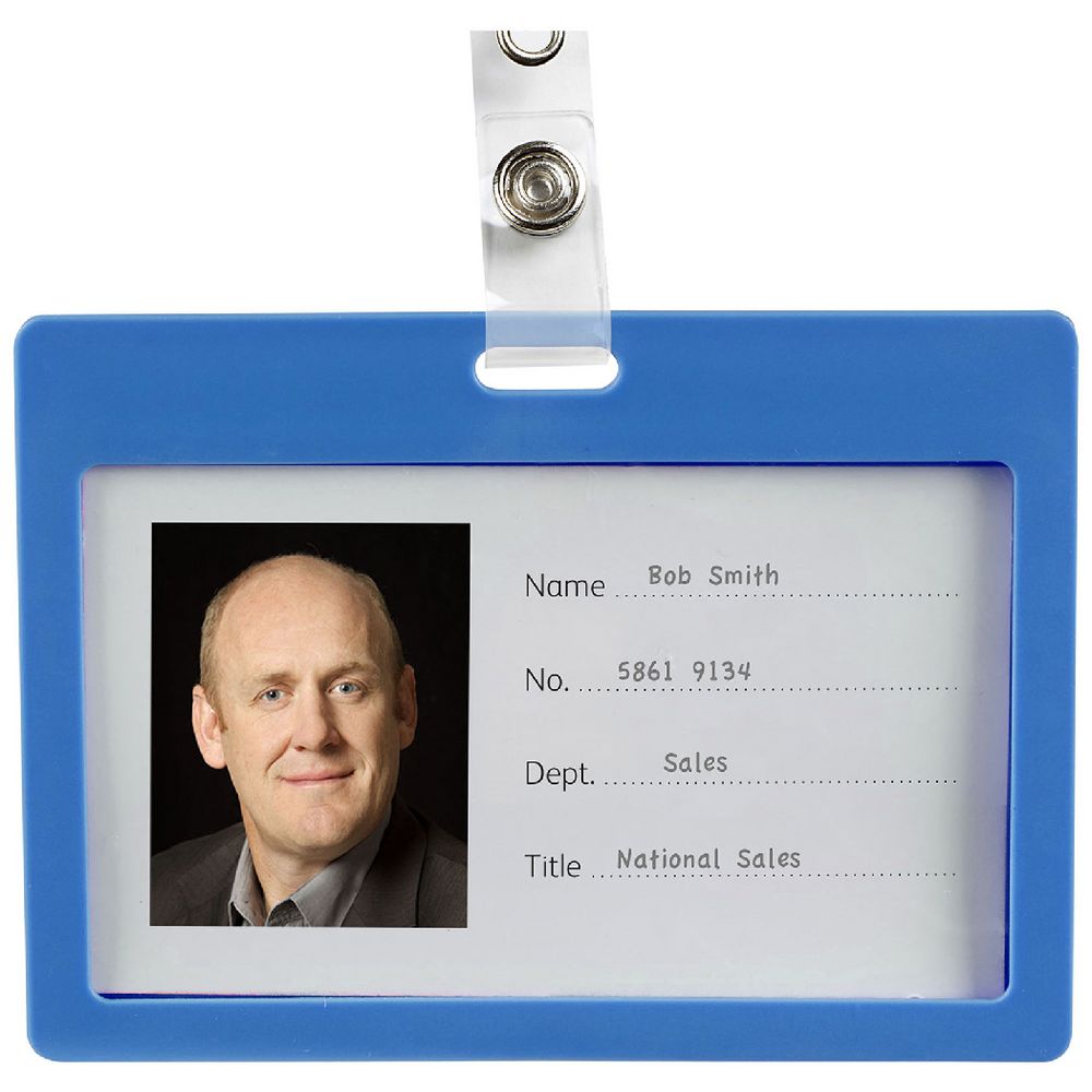 Rexel Identification Card Holder Landscape Blue 6 Pack