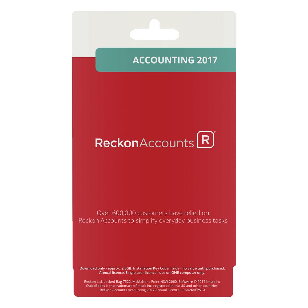 Reckon Accounts Accounting 2017 1 PC Card