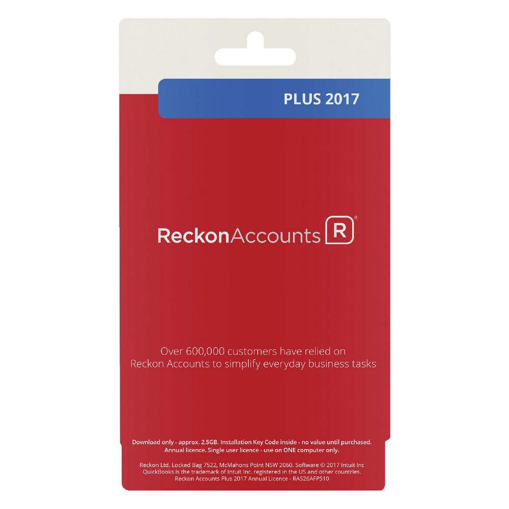 Reckon Accounts Plus 2017 1 PC Card