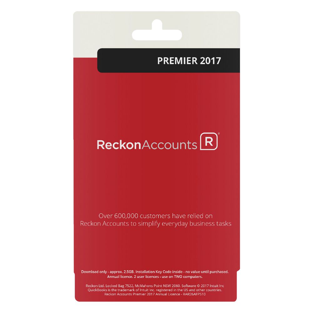 Reckon Accounts Premier 2017 1 PC Card