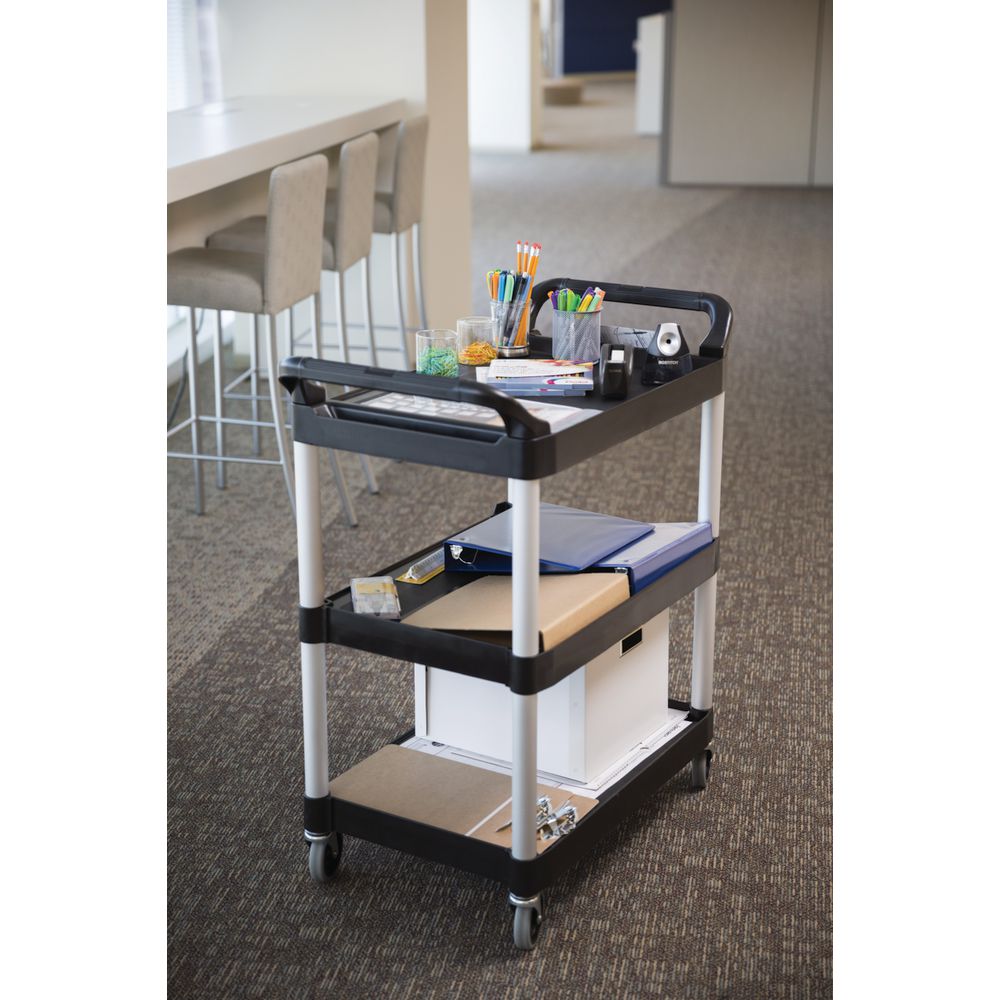 Rubbermaid Service Utility Cart 3 Shelf 90kg Capacity Officeworks