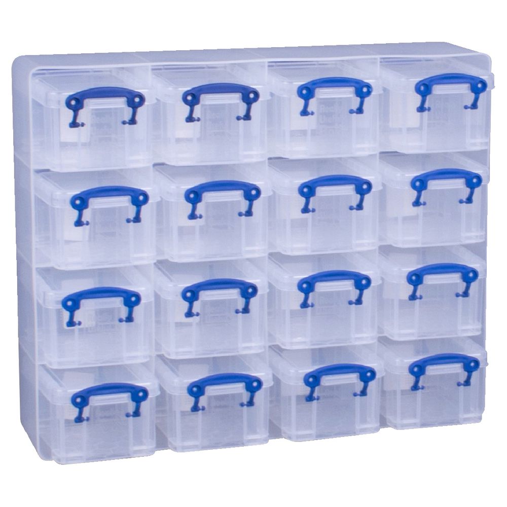 Really Useful Box 0.3L Organiser Clear 16 Pack